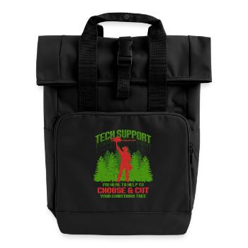 Christmas Tree Growers Help To Choose & Cut - Roll Top Backpack with Two Handles - black - Front