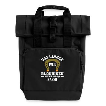 Haflinger Blondine Lustiges Pferd Pony Reiten - Rolltop Rucksack mit zwei Griffen - Schwarz - Vorne