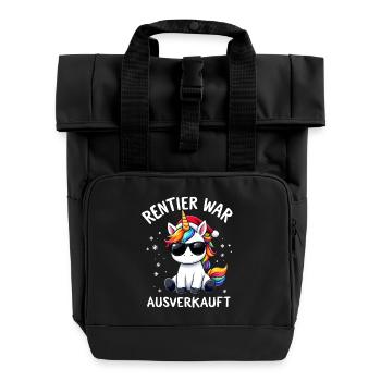 Christmas Reindeer Was Sold Out Unicorn - Roll Top Backpack with Two Handles - black - Front