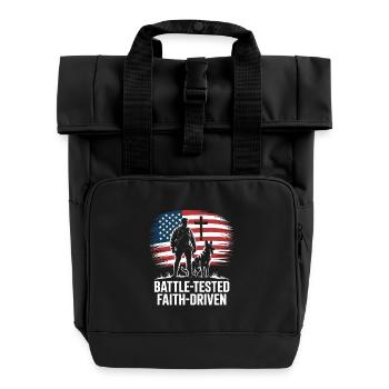 Battle Tested Faith Driven Veteran USA - Rolltop Rucksack mit zwei Griffen - Schwarz - Vorne
