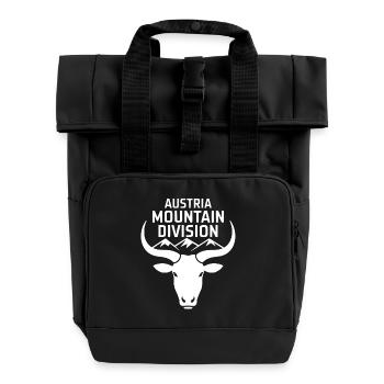 Austria Mountain Division – Alpen Wander Design - Rolltop Rucksack mit zwei Griffen - Schwarz - Vorne