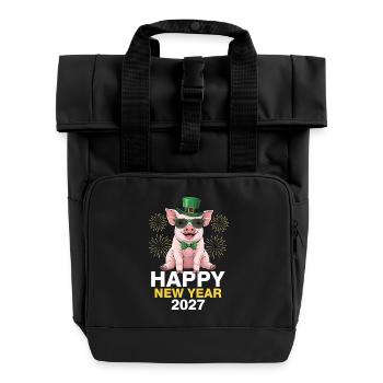 Happy New Year 2027 - Roll Top Backpack with Two Handles - black - Front