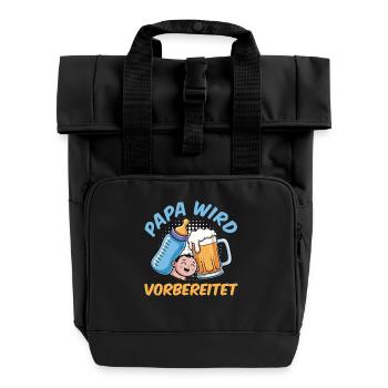 Dad-to-be DADDY IS PREPARED Funny - Roll Top Backpack with Two Handles - black - Front