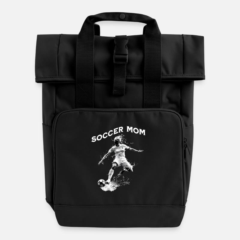 Soccer Mom Fußball Design - Roll Top Backpack with Two Handles - black