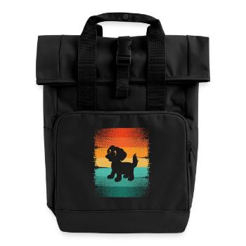 Hund Welpe - Rolltop Rucksack mit zwei Griffen - Schwarz - Vorne
