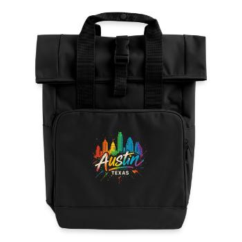 Austin Texas Farbwelten Skyline - Rolltop Rucksack mit zwei Griffen - Schwarz - Vorne