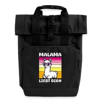 Bald Mama MALAMA LIEBT DICH Lustiges - Rolltop Rucksack mit zwei Griffen - Schwarz - Vorne