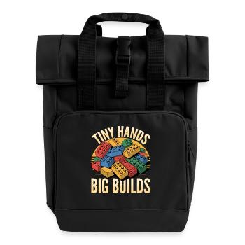 Building Blocks Kids Brick Builder - Roll Top Backpack with Two Handles - black - Front