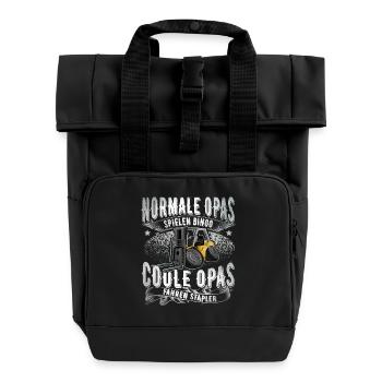 Forklift driver Grandpa - Roll Top Backpack with Two Handles - black - Front
