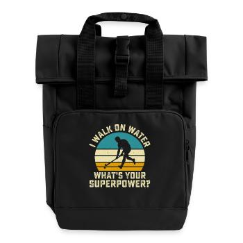 Hockey Eishockey Eishockeyspieler Geschenk - Roll Top Backpack with Two Handles - black - Front
