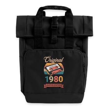 Cadeau d’anniversaire original en édition limitée des années 1980 - Sac à dos Roll Top à deux anses - noir - Devant