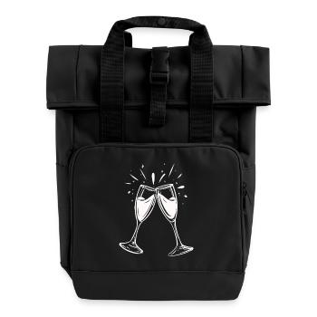 Sekt-Prosecco-Glas - Roll Top Backpack with Two Handles - black - Front