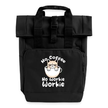 Katziges Kaffee Motiv - Rolltop Rucksack mit zwei Griffen - Schwarz - Vorne