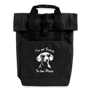 Dackel Lustig Spruch I've Got Friends In Low Place - Rolltop Rucksack mit zwei Griffen - Schwarz - Vorne