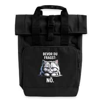 Bevor Du Fragst Nö Katze Morgenmuffel Nein Katzen - Rolltop Rucksack mit zwei Griffen - Schwarz - Vorne