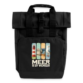 Phare de Moin, chaise de plage avec phoques, côte des mouettes - Sac à dos Roll Top à deux anses - noir - Devant