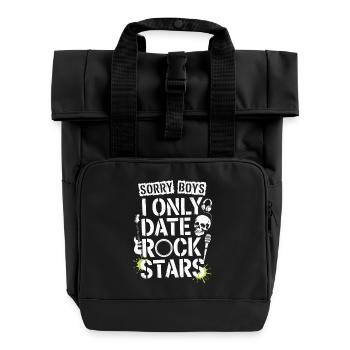 Festival Sorry Boys I Only Date Rock Stars Groupie - Roll Top Backpack with Two Handles - black - Front