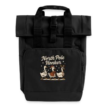 Nordpol Honker Gans Weihnachten Lustiger Weihnachtsmann - Rolltop Rucksack mit zwei Griffen - Schwarz - Vorne