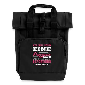 Investigative Reporter Journalist Princess - Roll Top Backpack with Two Handles - black - Front