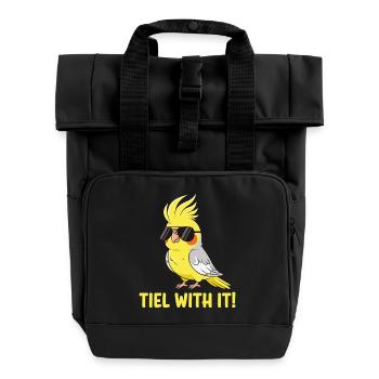 Cockatiel Parakeet Humor Bird - Roll Top Backpack with Two Handles - black - Front