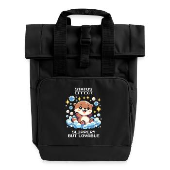 Statuseffekt: glitschig, aber liebenswert | Otter - Rolltop Rucksack mit zwei Griffen - Schwarz - Vorne
