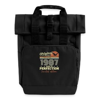 38 Years Birthday | Original December 1987 - Roll Top Backpack with Two Handles - black - Front