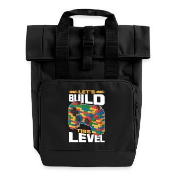 Building Blocks Gamer Gaming Brick Builder - Rolltop Rucksack mit zwei Griffen - Schwarz - Vorne