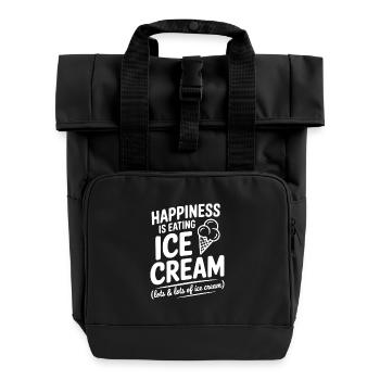 Glück ist Sahne essen - Rolltop Rucksack mit zwei Griffen - Schwarz - Vorne