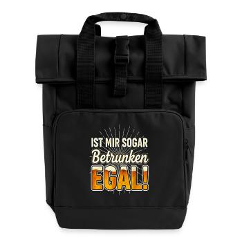I don't even care when drunk! Beer Saying Party - Roll Top Backpack with Two Handles - black - Front