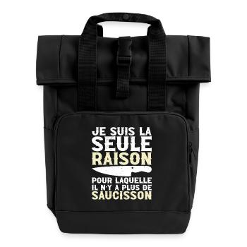Le Saucisson c'est La Vie - Humor Apéro Cadeau - Rolltop Rucksack mit zwei Griffen - Schwarz - Vorne