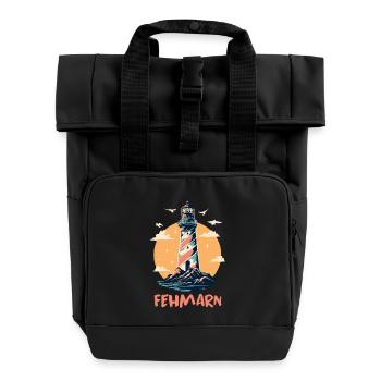 Baltic Sea Holiday FEHMARN Lighthouse Fun - Roll Top Backpack with Two Handles - black - Front