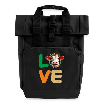 LOVE COW HEAD - Roll Top Backpack with Two Handles - black - Front