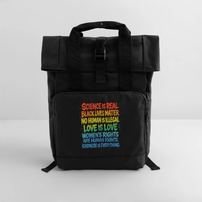 Regenbogen Statement – Human Rights Pride Rolltop Rucksack mit zwei Griffen