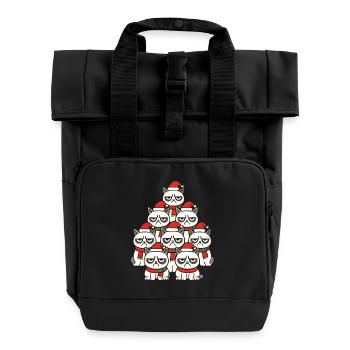 Grumpy Christmas Cats – Lustiges Katzen - Roll Top Backpack with Two Handles - black - Front