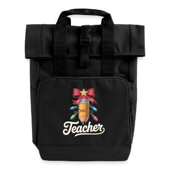 Geschenkidee für Lehrer zur Weihnachten - Rolltop Rucksack mit zwei Griffen - Schwarz - Vorne