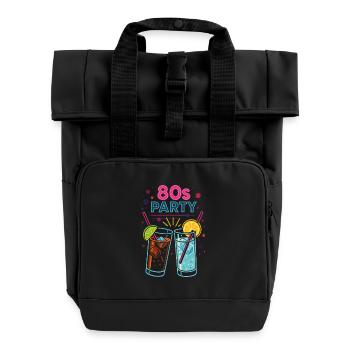 80s Party Neon Drinks - Roll Top Backpack with Two Handles - black - Front