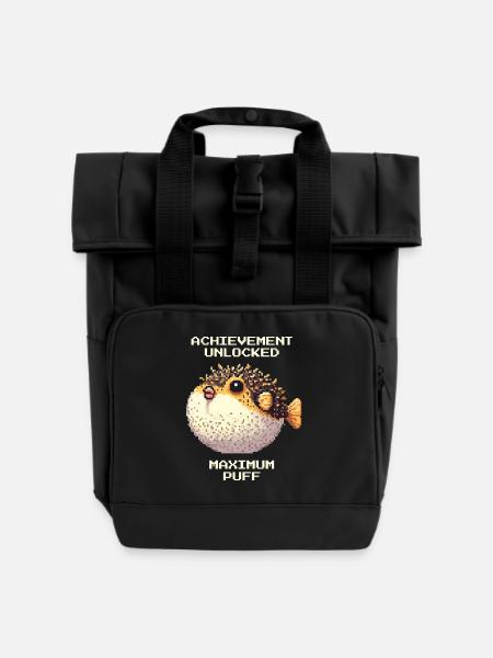Erfolg: Maximales Aufplustern | Kugelfisch RPG - Rolltop Rucksack mit zwei Griffen - Schwarz