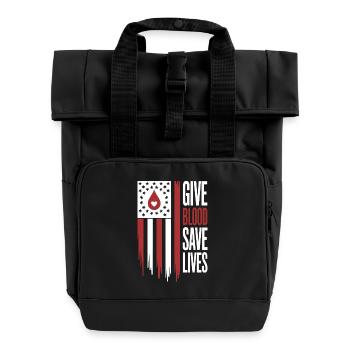 Blood donor Blood donation - Roll Top Backpack with Two Handles - black - Front