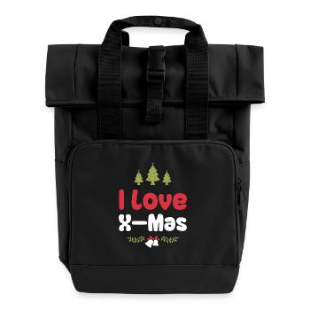 I love Xmas Christmas - Roll Top Backpack with Two Handles - black - Front