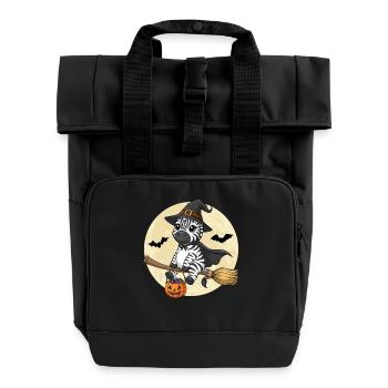 Süßer Zebra Hexe Halloween Kürbis Vollmond - Rolltop Rucksack mit zwei Griffen - Schwarz - Vorne