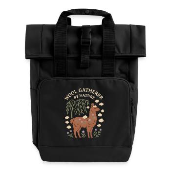 Cottagecore Lama Ästhetisches Süßes Nutztier - Rolltop Rucksack mit zwei Griffen - Schwarz - Vorne