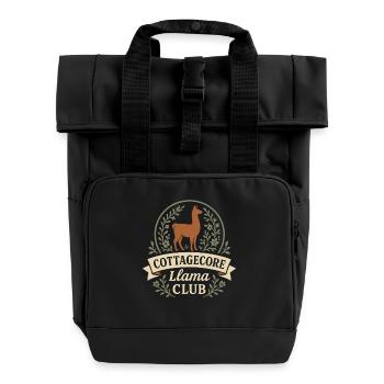 Cottagecore Lama Ästhetisches Süßes Nutztier - Rolltop Rucksack mit zwei Griffen - Schwarz - Vorne
