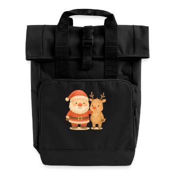 Le Père Noël et les rennes s’amusent pendant les fêtes de fin d’année - Sac à dos Roll Top à deux anses - noir - Devant