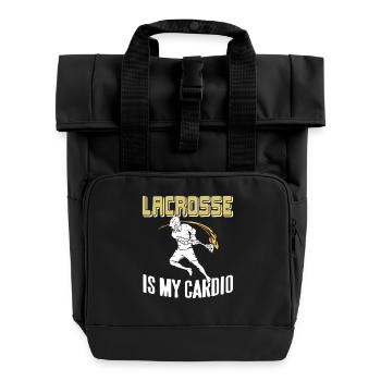 Lacrosse Is My Cardio Funny Athlete Sports Humor - Roll Top Backpack with Two Handles - black - Front