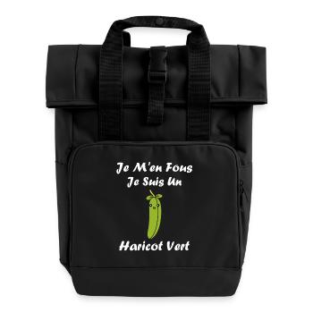 French bean - Roll Top Backpack with Two Handles - black - Front