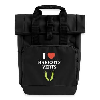 French bean - Roll Top Backpack with Two Handles - black - Front