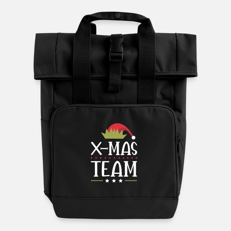 X-Mas Squad - Roll Top Backpack with Two Handles - black