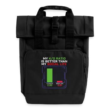 My K/D Ratio Better Than My Social Life Gamer  - Roll Top Backpack with Two Handles - black - Front