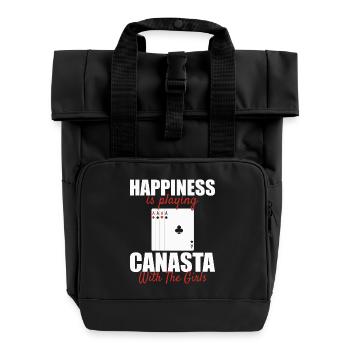 Canasta Glück: Mit den Mädels Karten spielen - Rolltop Rucksack mit zwei Griffen - Schwarz - Vorne