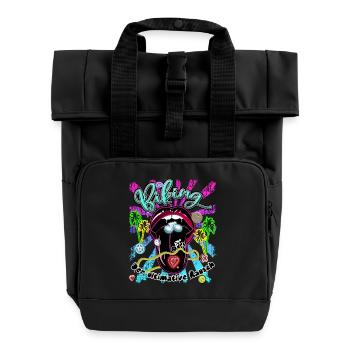 Biking - Roll Top Backpack with Two Handles - black - Front
